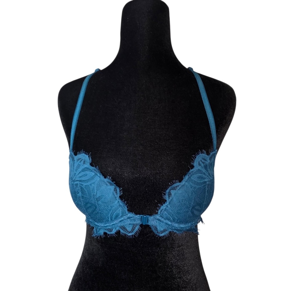 PINK Victoria's Secret Date Racerback Lace Front Close Bra Teal 32A